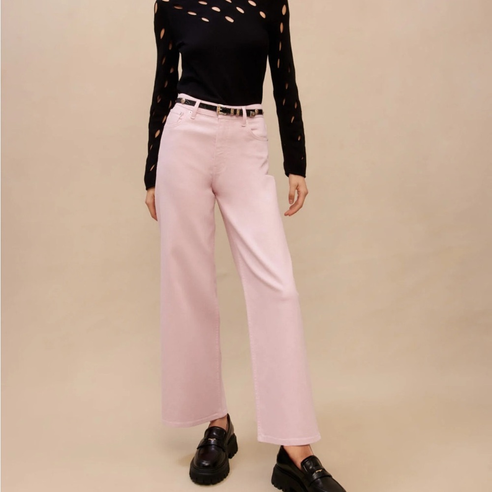 Maje❣️pink wide leg denim jeans